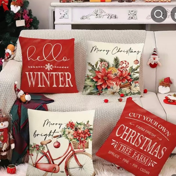 4pcs Christmas Pillowcases,17.7x17.7 Inch, Set Of 4, Pillow Inserts Not Included - Picture 3 of 8